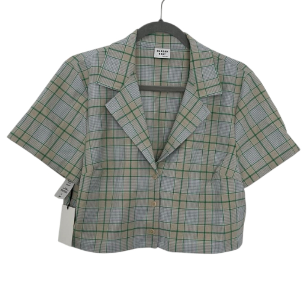 Multi-Coloured Aritzia Sunday Best Women's Tuesday Button Up Plaid Crop Top